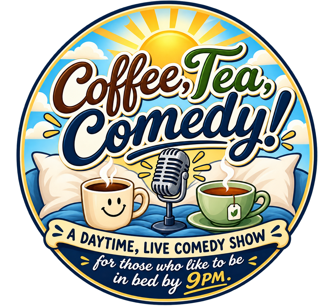 Coffee, Tea, Comedy! round logo
